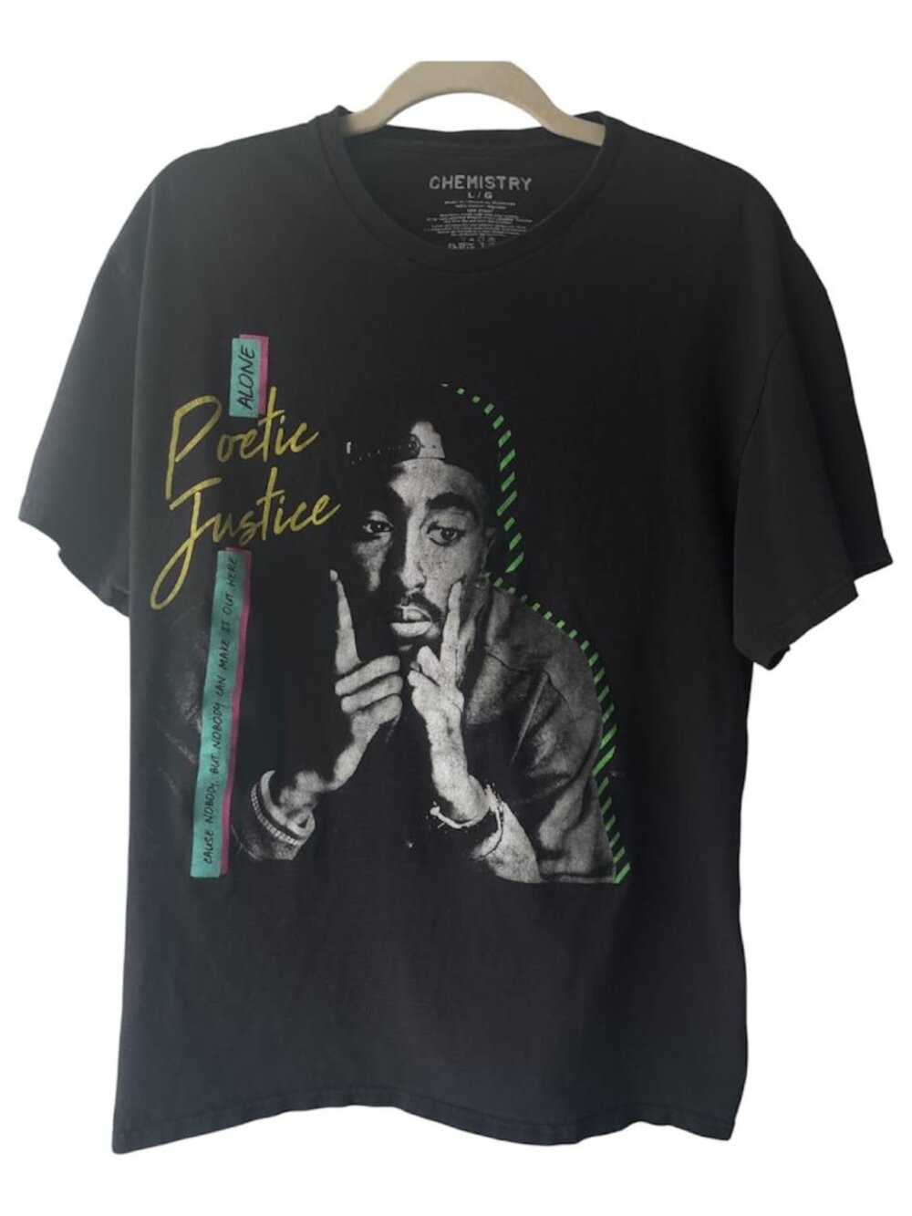 Large Poetic Justice Tupac Black Tshirt Shirt Chemistry Brand Vintage Style Band